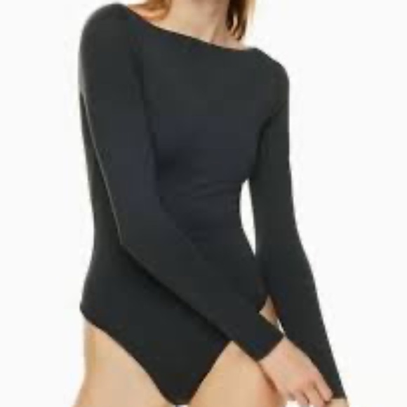 Babaton by Aritzia Seamless Stretch Bodysuit Navy Blue Nylon Blend Size Large - Picture 1 of 9